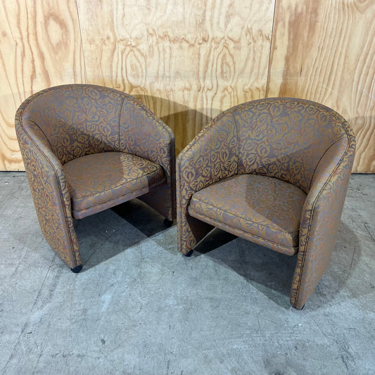 Upholstered Gold Deco Print Tub Chairs