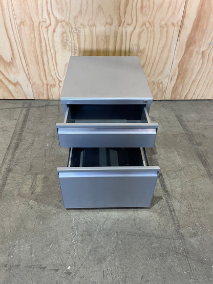 Silver Metal 2 Drawer Pedestal