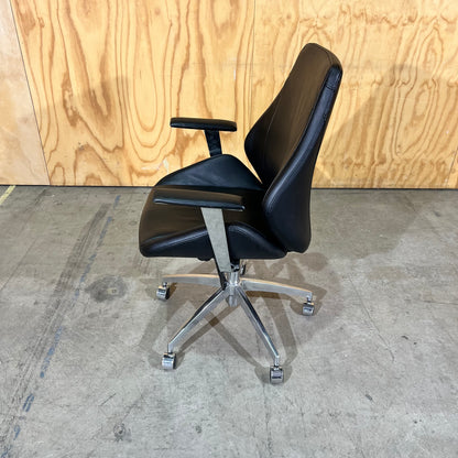Black leather executive chair with arms