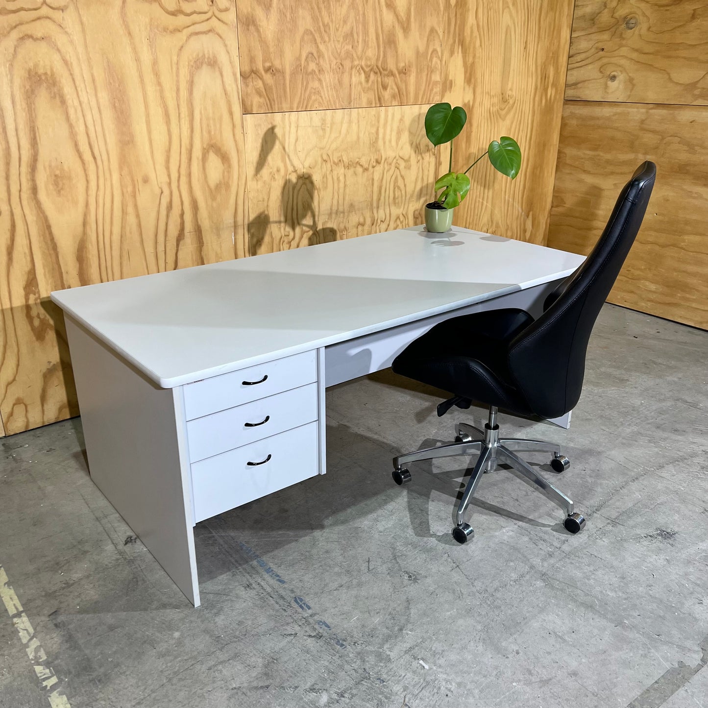 Light Grey Desk with Three Drawers