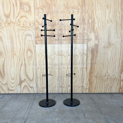 Black Metal Coat Rack with Ball Knobs and Marble Base