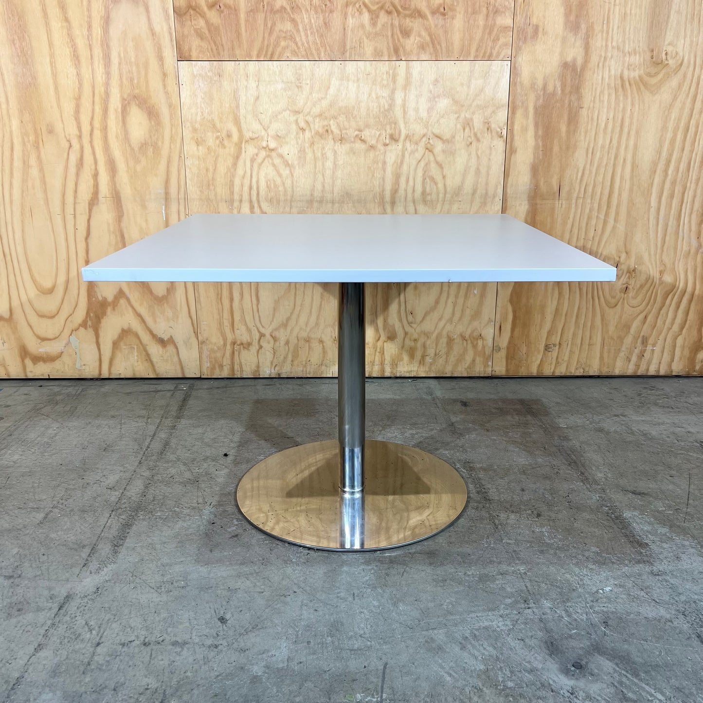 Light Grey Square Table on Chrome Base
