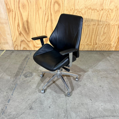 Black leather executive chair with arms