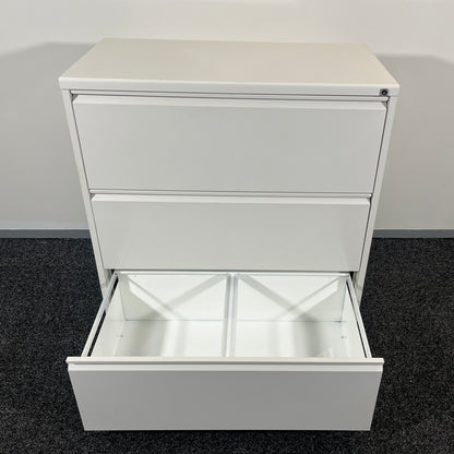 Wide Filing Cabinet 3 Drawers in White
