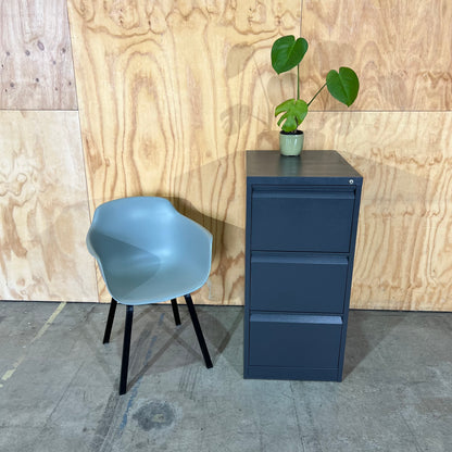 Dark Grey Metal 3 Drawer Filing Cabinet