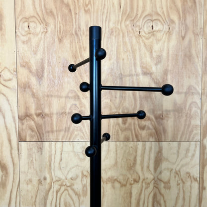 Black Metal Coat Rack with Ball Knobs and Marble Base