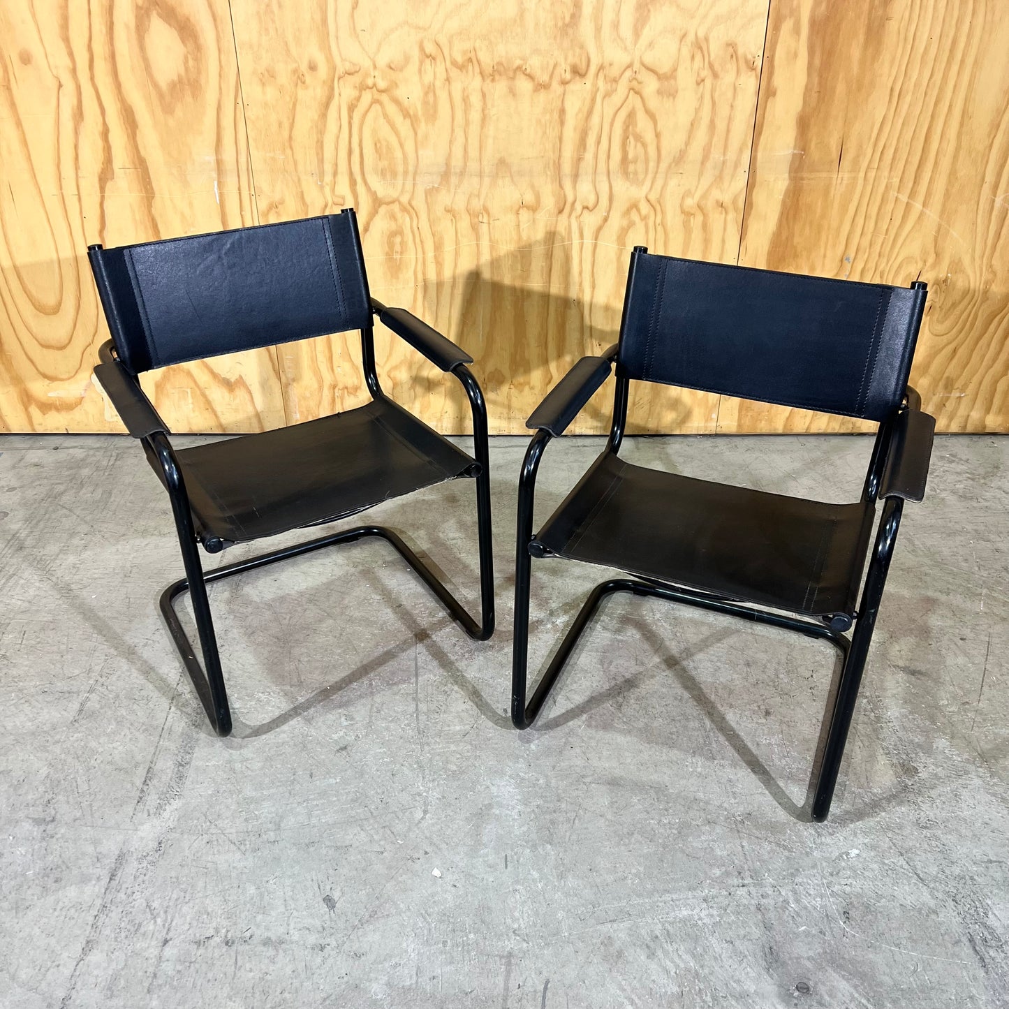 Black Director-Style Saddle Leather Chair