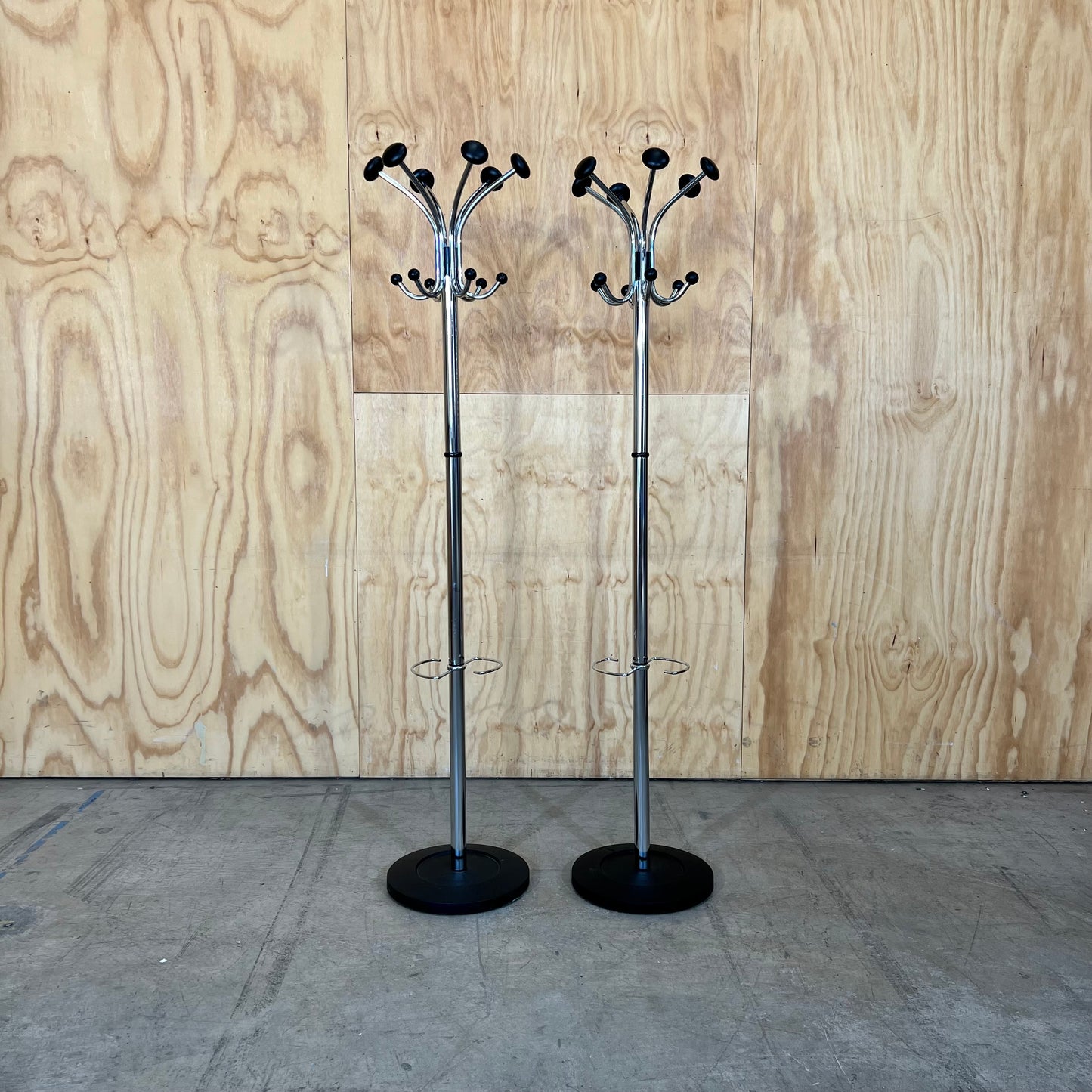 Alba Chromy Coat Rack in Chrome with Black Knobs
