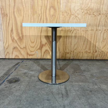 White Square Cafe Table with Chrome Base