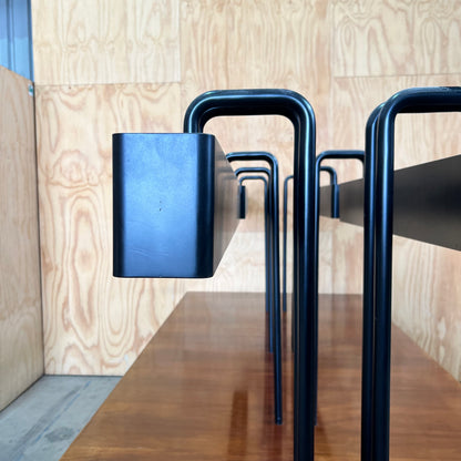Custom Timber and Steel Boardroom Table with Integrated Overhead Lighting