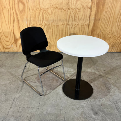 Black fabric and moulded plastic visitors chair