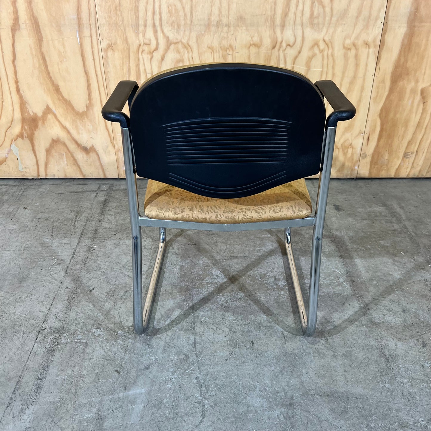 Gold Upholstered Sled Chair with Arms