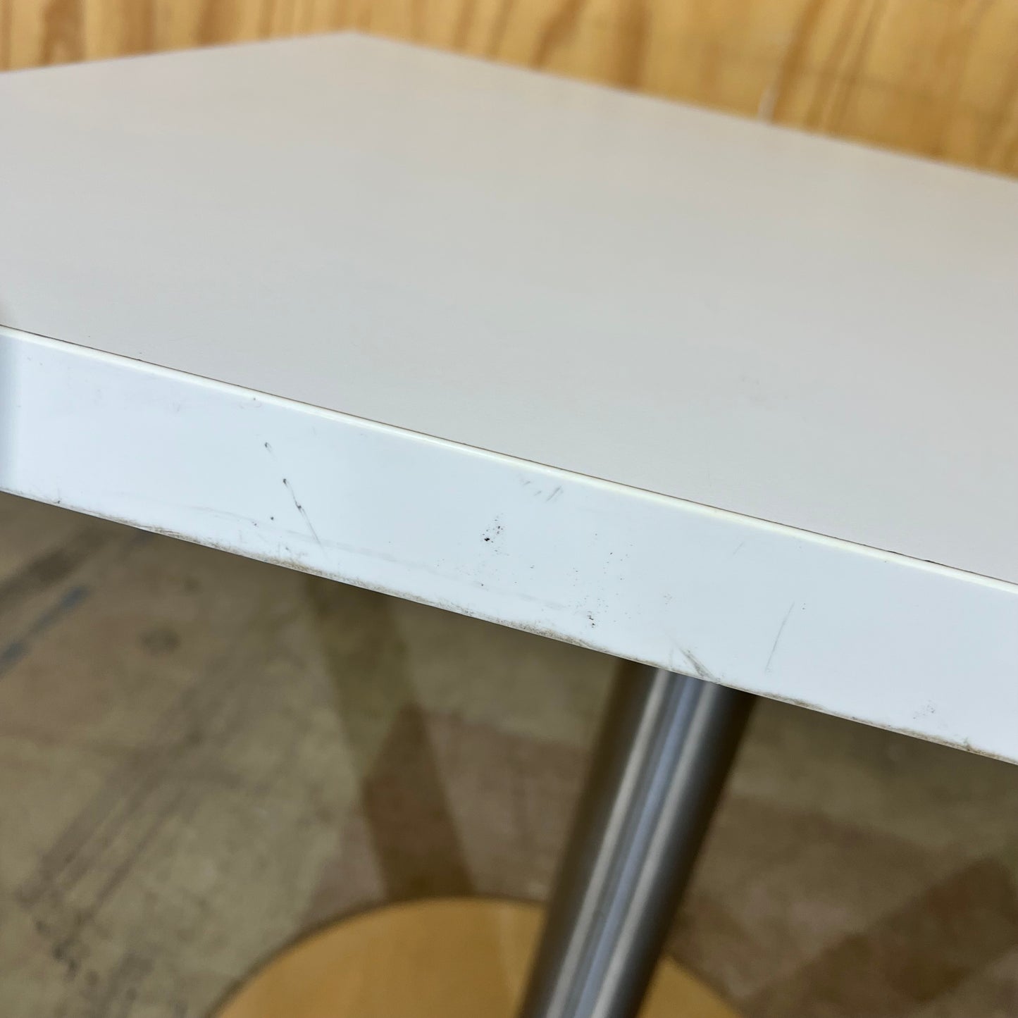 White Square Cafe Table on Chrome Base