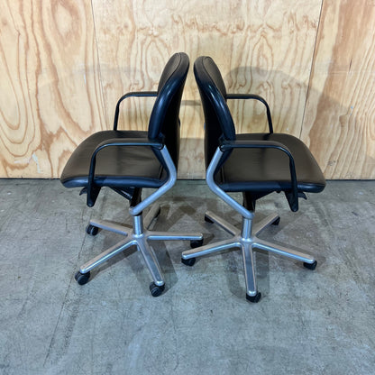 Wilkhahn FS 211/8 Black Leather Swivel Chair