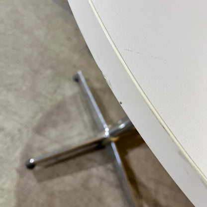 Round White Cafe Table with Chrome Base