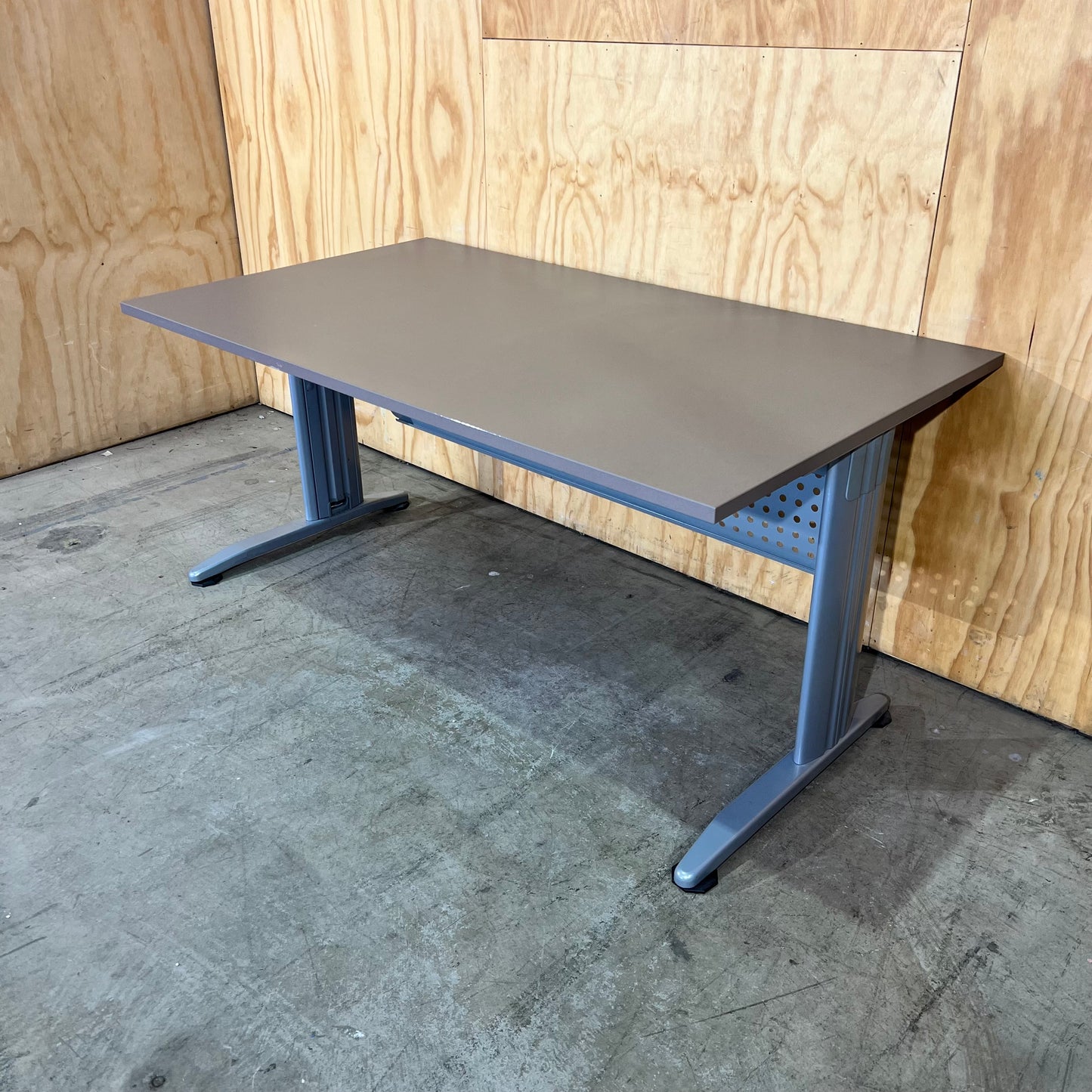 Rapidline Taupe Desk with Modesty Screen