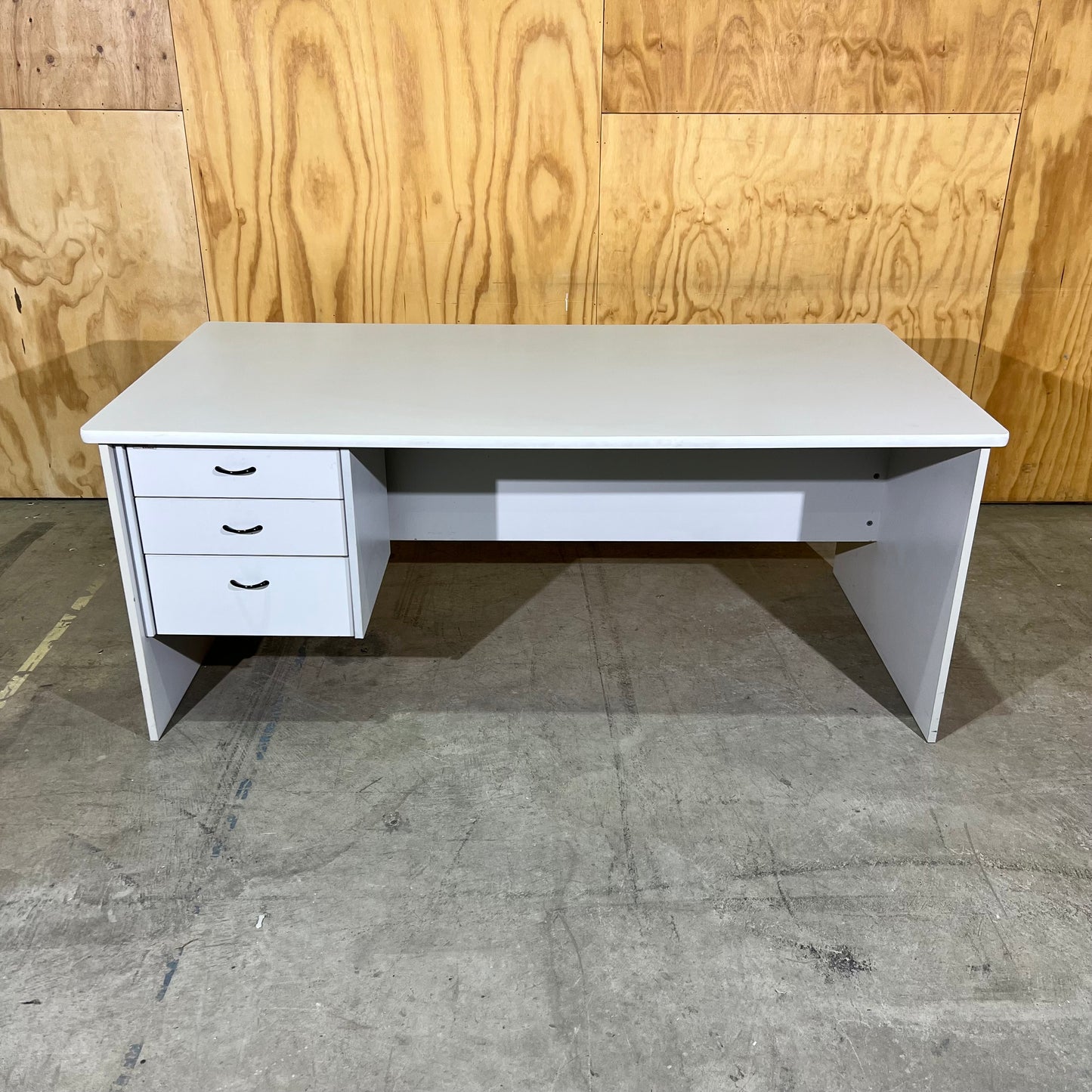 Light Grey Desk with Three Drawers