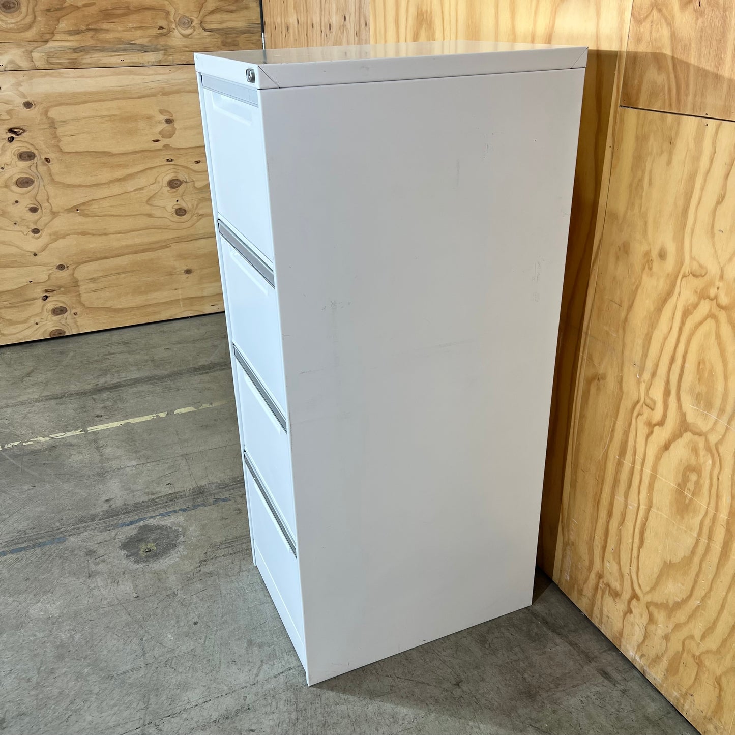 White Metal Four Drawer Filing Cabinet