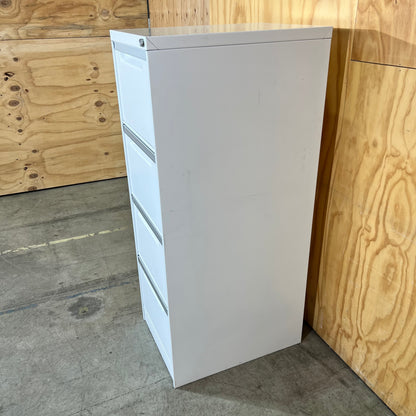 White Metal Four Drawer Filing Cabinet