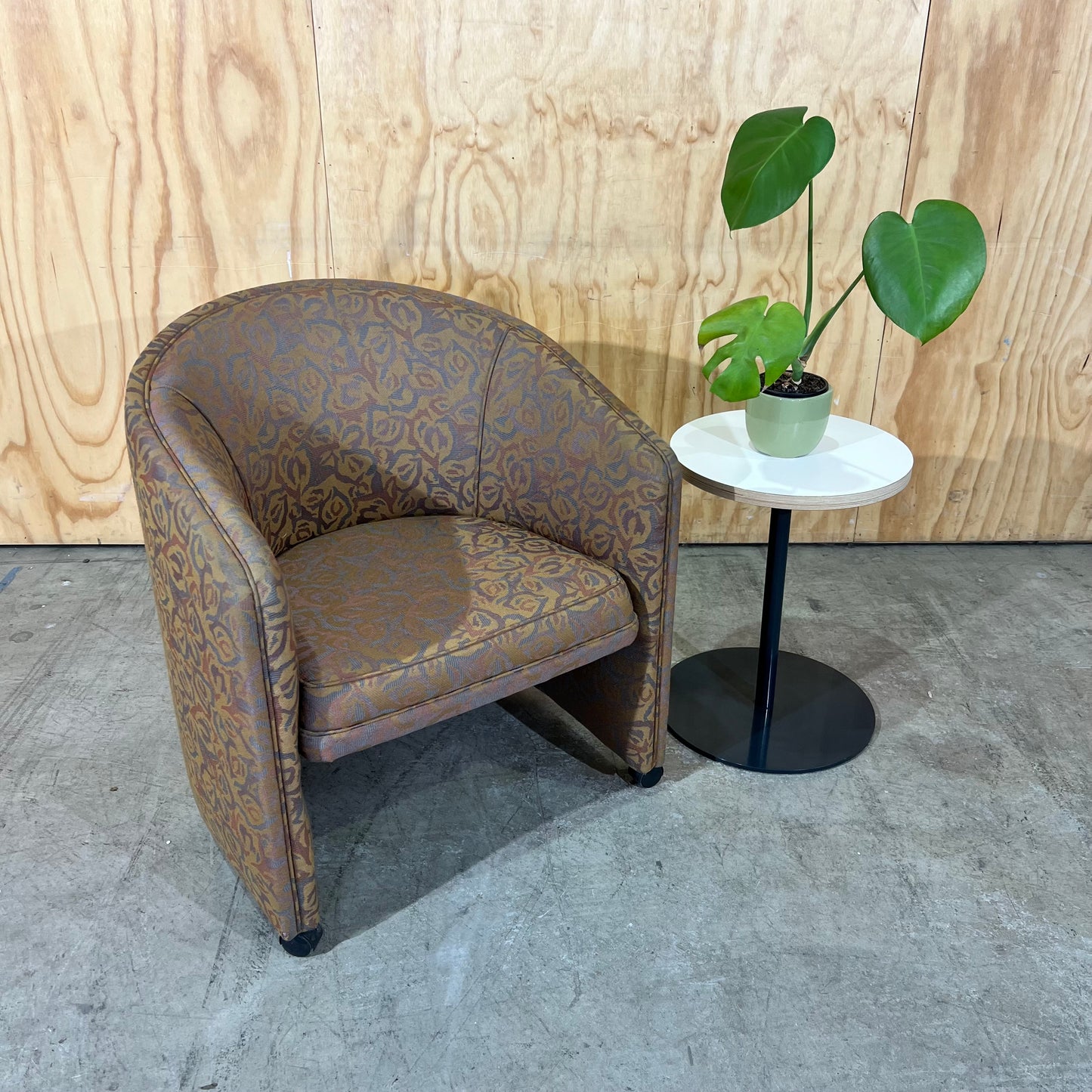 Upholstered Gold Deco Print Tub Chairs