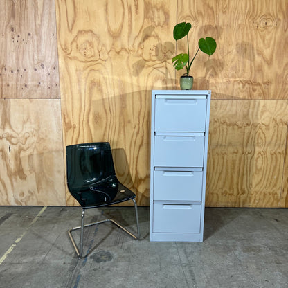 Grey Metal Four Drawer Filing Cabinet