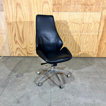 Tall Black Leather executive chair - no arms