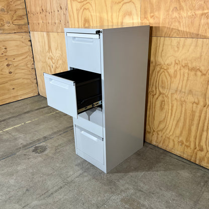 Grey Metal Four Drawer Filing Cabinet
