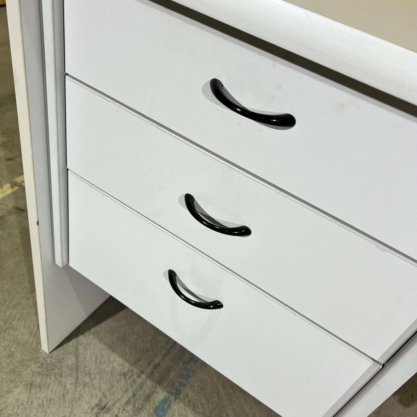 Light Grey Desk with Three Drawers