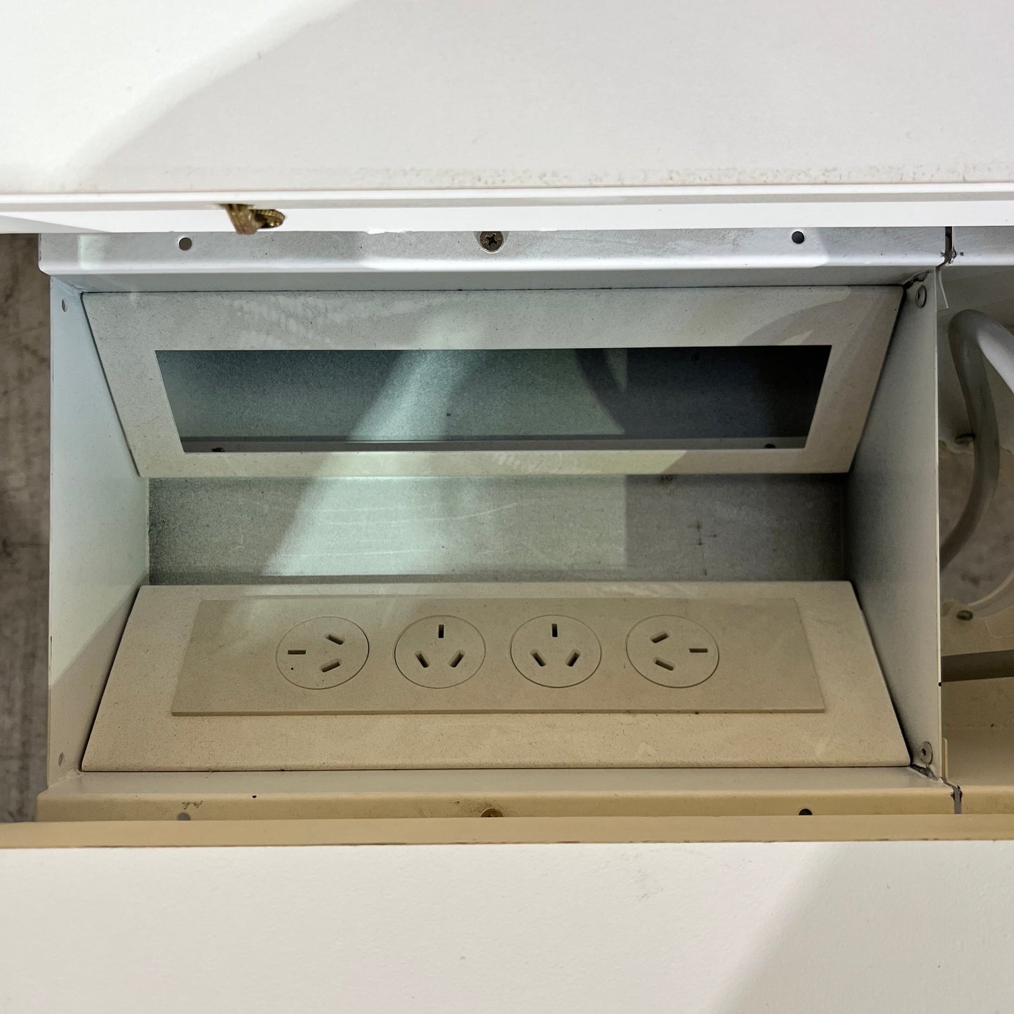 Large White Flip Table with Power Box