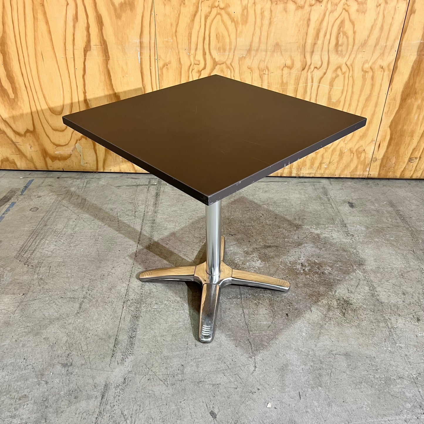 Commercial Square Cafe Table in Chocolate Laminate & Chrome
