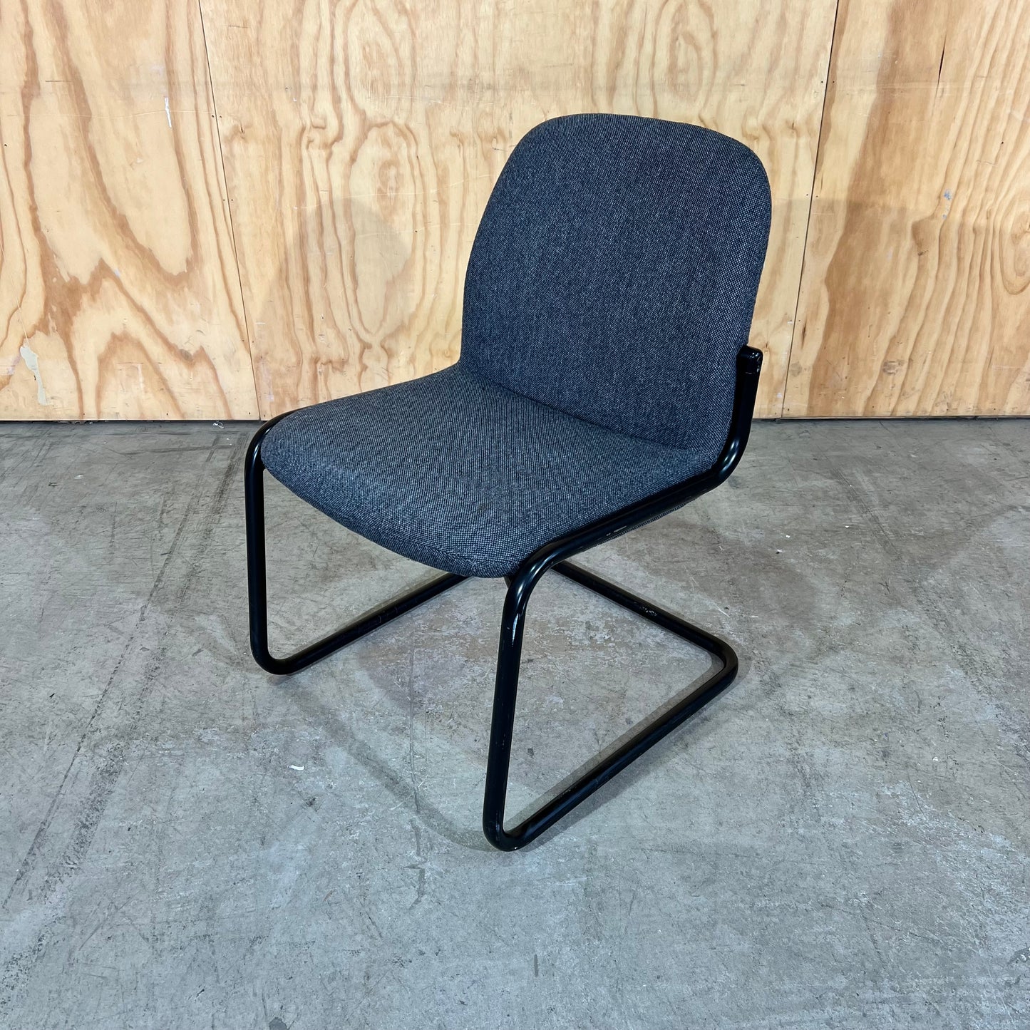 Commercial Upholstered Grey Sled Chair