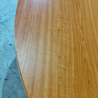 Round Timber Laminate Table with Slate Base