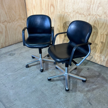 Wilkhahn FS 211/8 Black Leather Swivel Chair