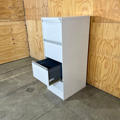 White Metal Four Drawer Filing Cabinet