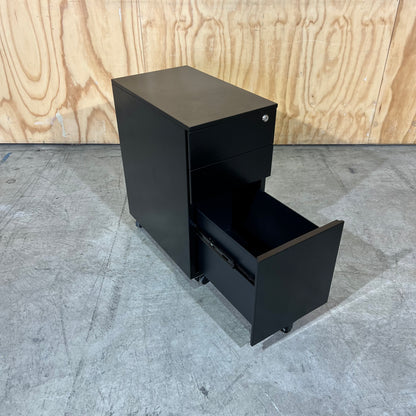 Slim Black Metal 3 Draw Pedestal