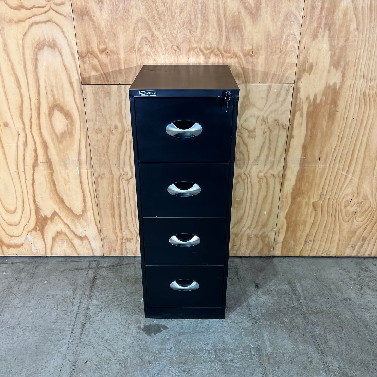 Excalibre Black 4-Drawer Vertical Filing Cabinet with keys