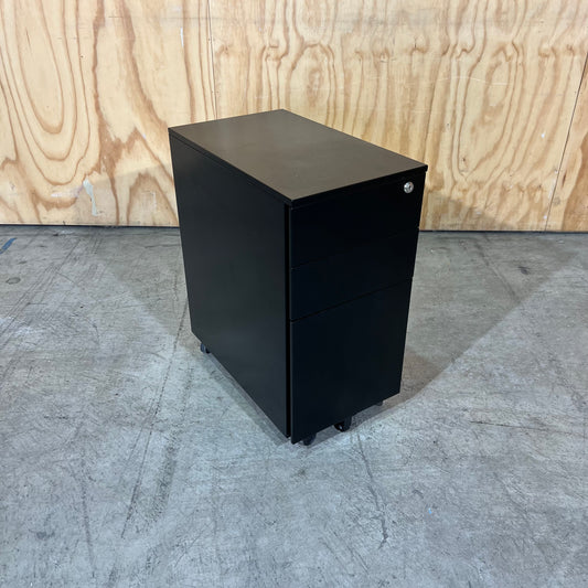 Slim Black Metal 3 Draw Pedestal