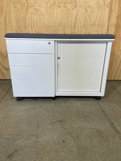 Schiavello Cache Tambour Caddy with Grey Cushioned Top - 1st drawer lock