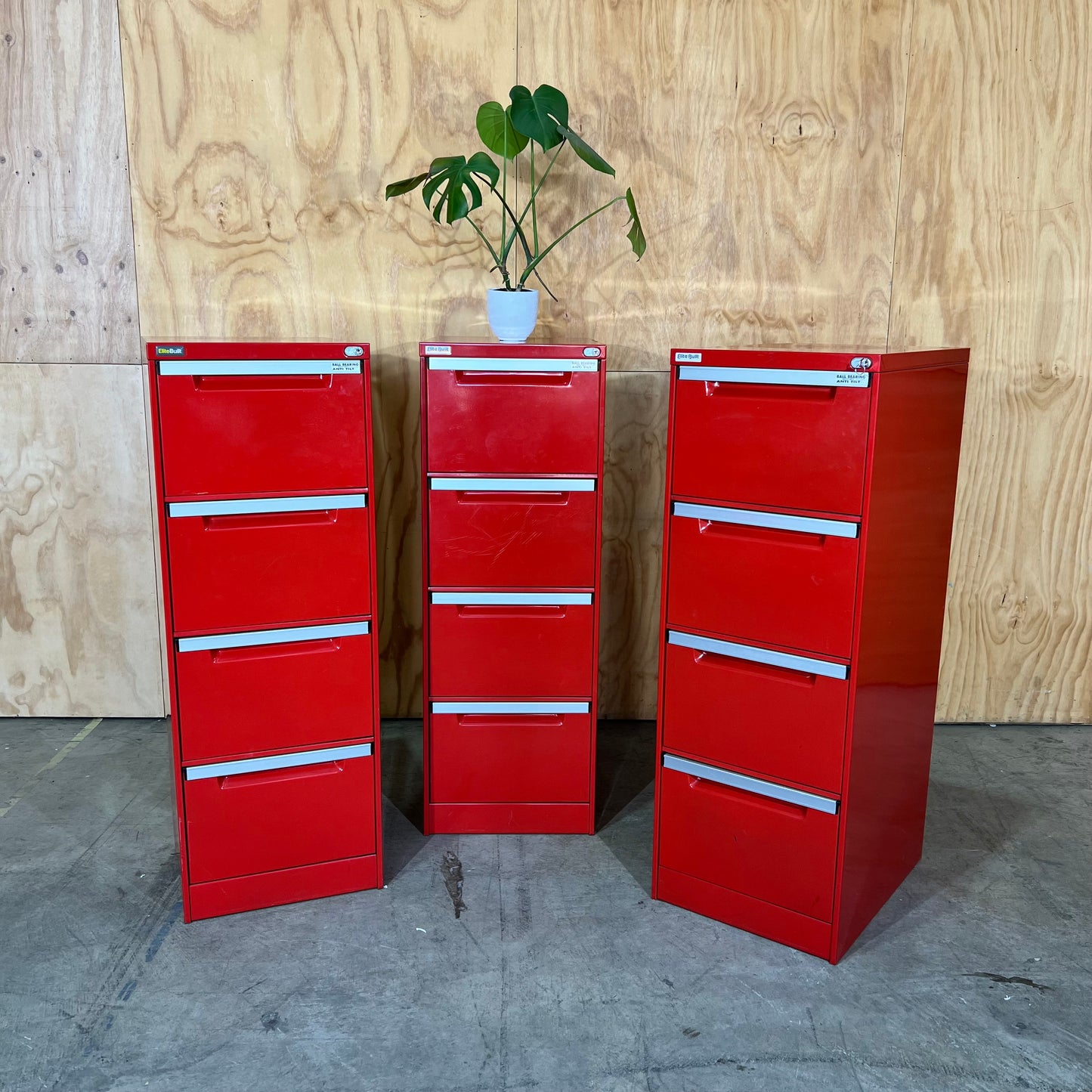 EliteBuilt Red Four Drawer Filing Cabinet