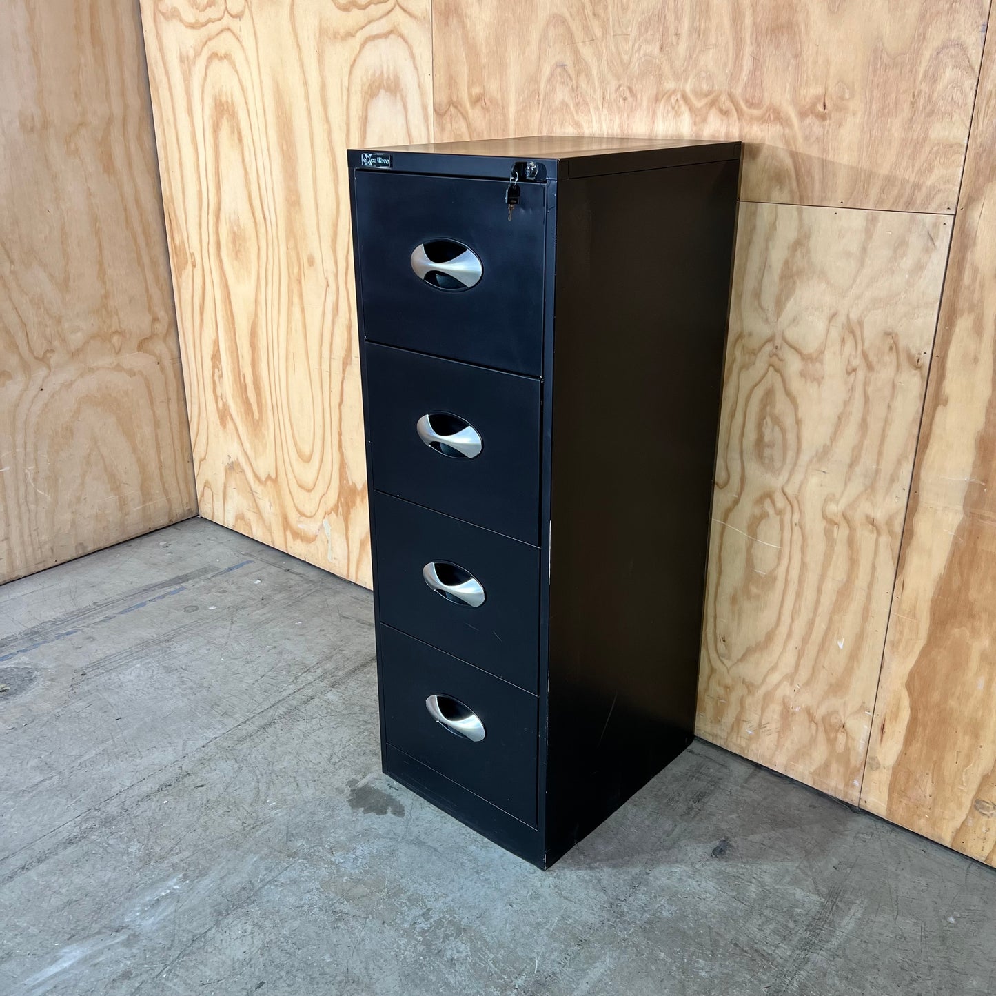 Excalibre Black 4-Drawer Vertical Filing Cabinet with keys