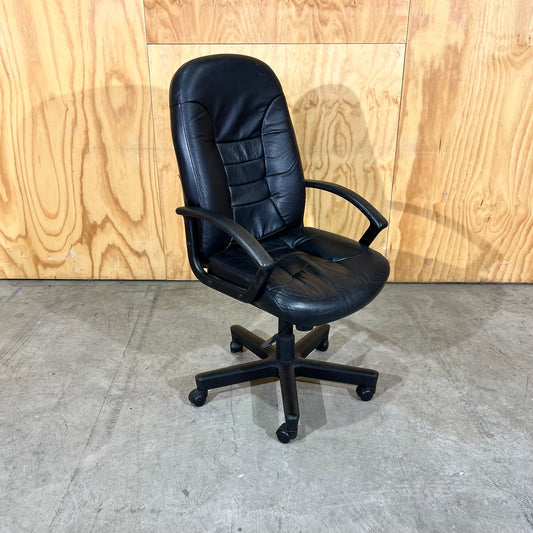 Tall Leather-Look Task Chair in Black