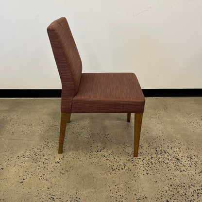 Red Upholstered Chair with Wooden Legs