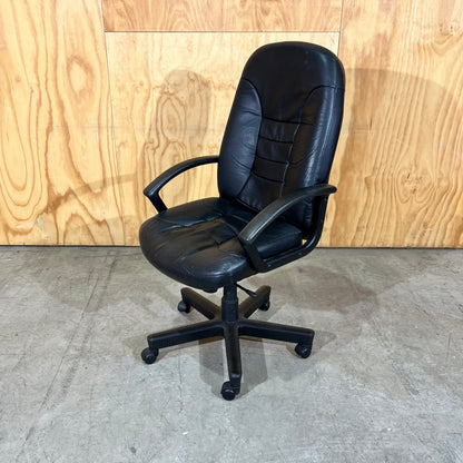 Tall Leather-Look Task Chair in Black