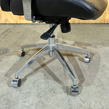 Black leather executive chair with arms