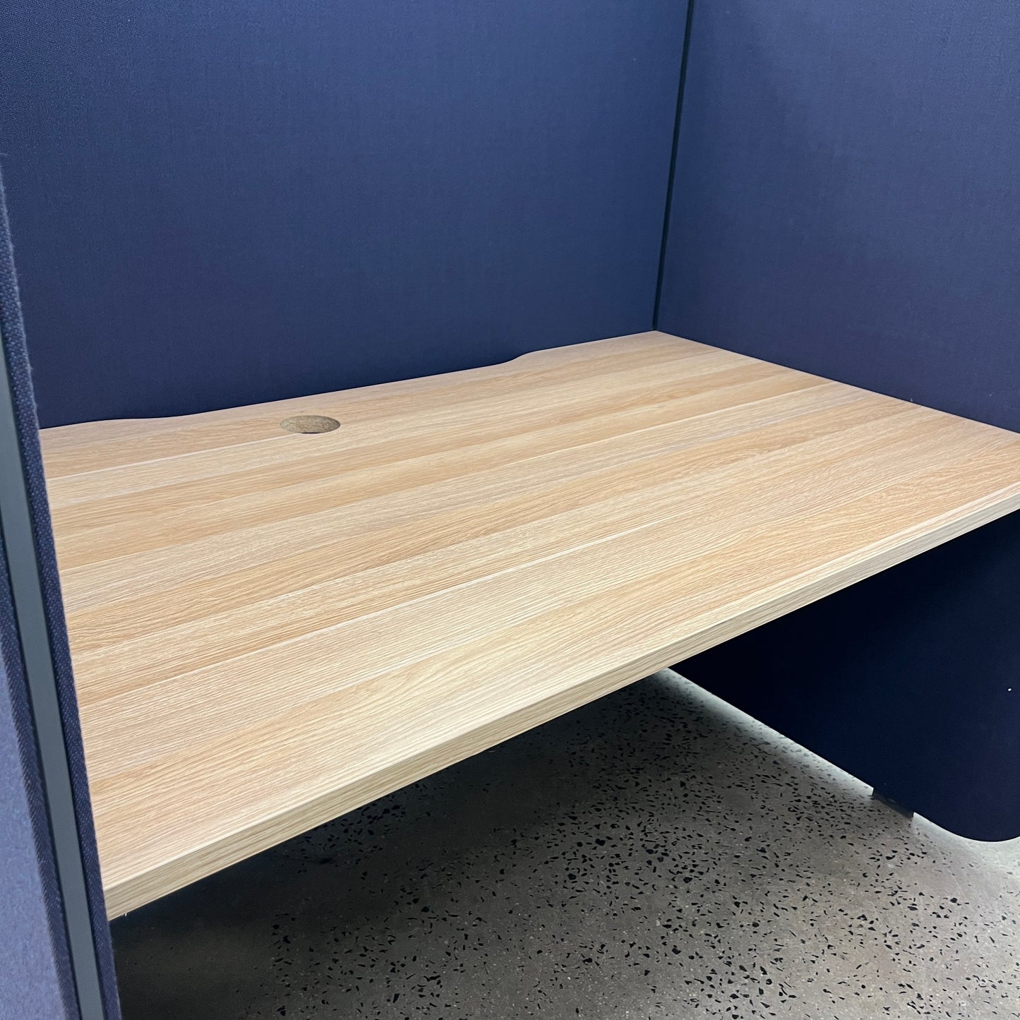 Zenith PRECINCT POD double sided in Blue with Wooden Laminate Desktop