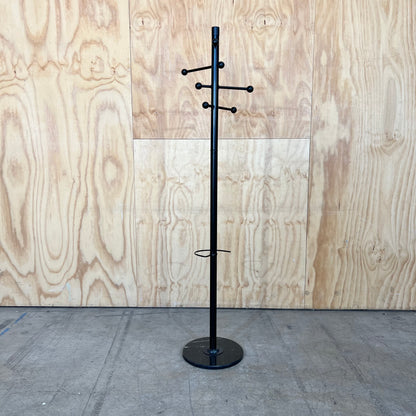 Black Metal Coat Rack with Ball Knobs and Marble Base