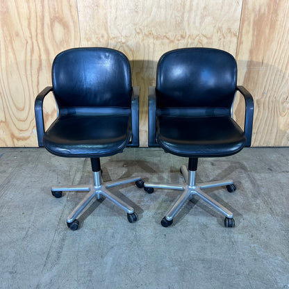 Wilkhahn FS 211/8 Black Leather Swivel Chair