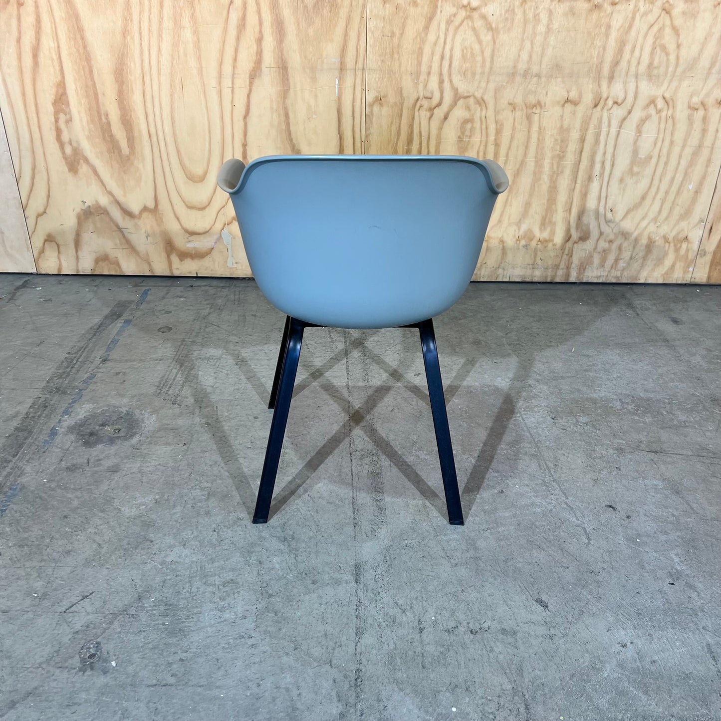 Grey Plastic Tub Chair with Black Legs