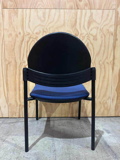 Mark Perry Blue Upholstered Waiting Chair with Black Legs