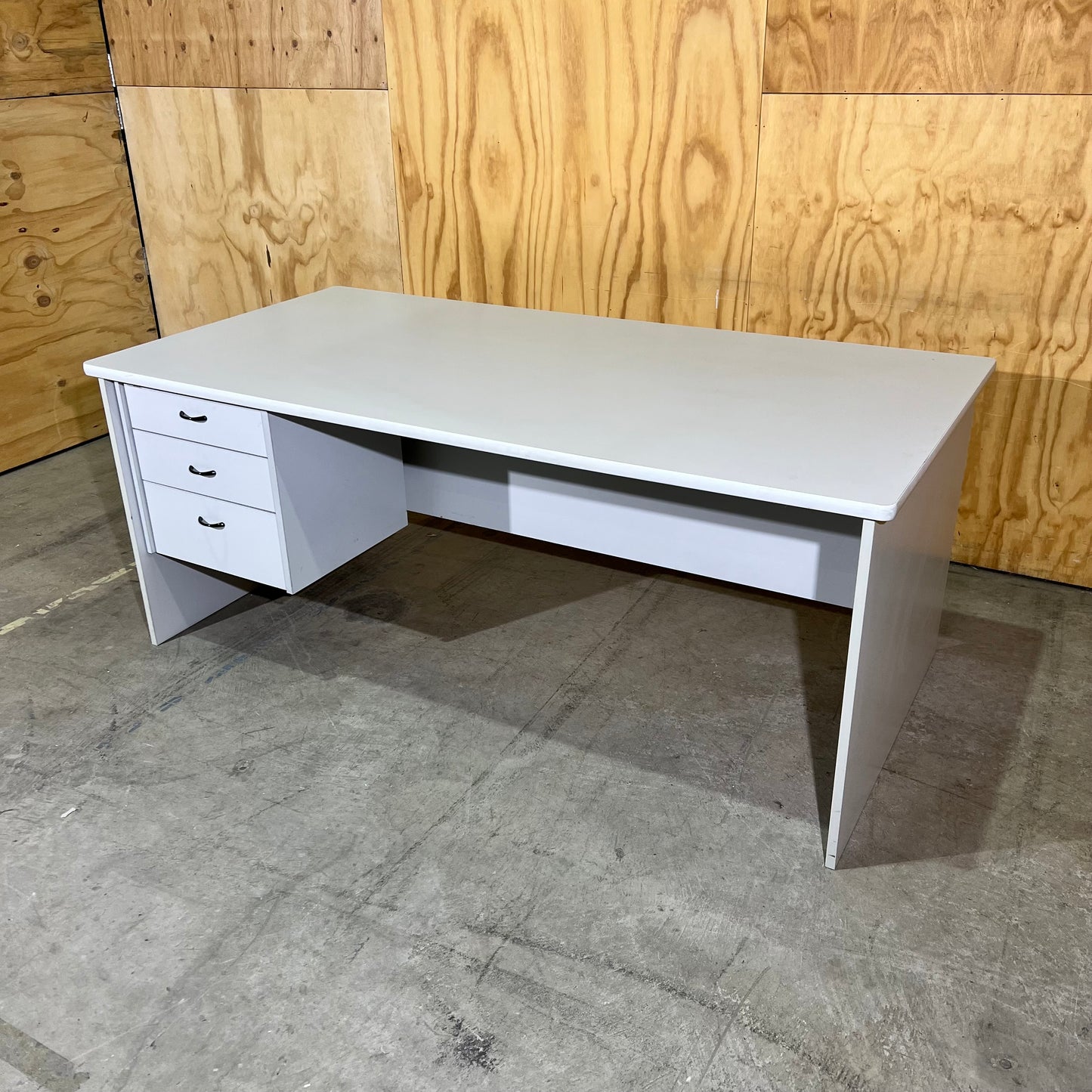 Light Grey Desk with Three Drawers